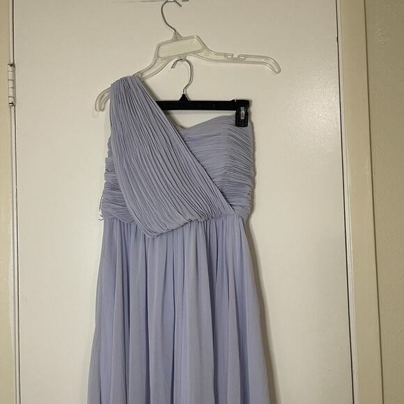 Ted Baker FINELLA One shoulder maxi bridesmaid dress chiffon light blue gown 2 - Picture 2 of 12